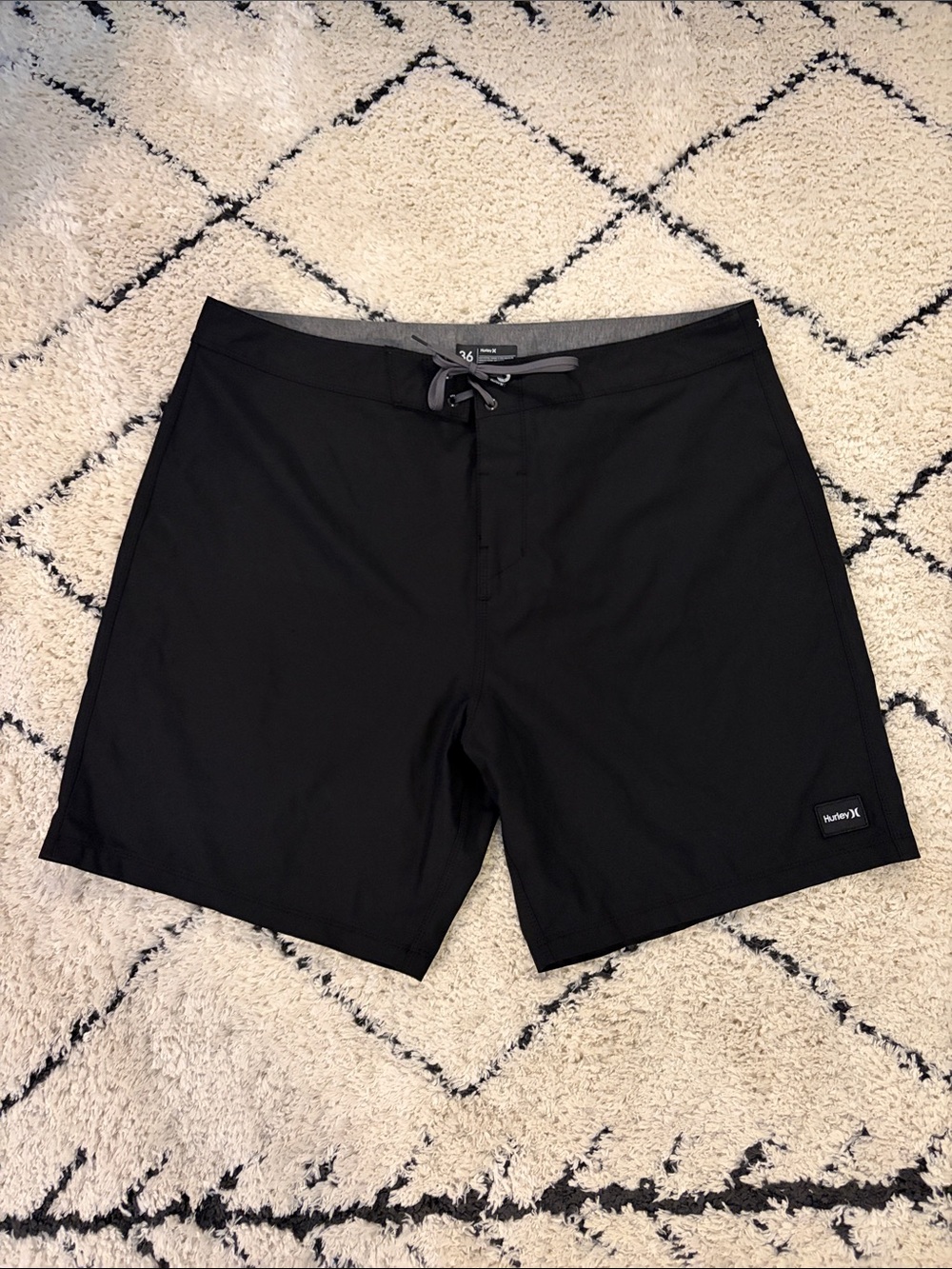 Hurley Black Men's Swim Board Shorts with Grey Drawstring